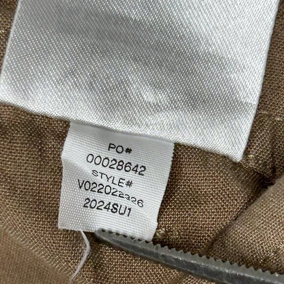 Vince Pants Womens 8 Brown Linen Blend Wide Leg Crop Cargo Zip Pockets Stretch - Picture 7 of 15